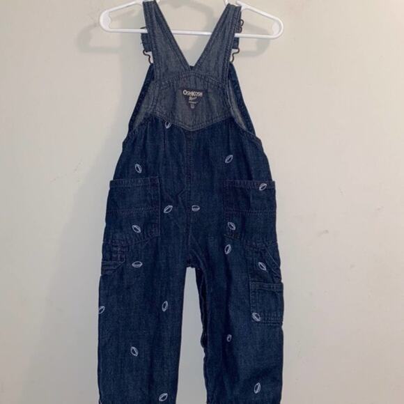 OshKosh B'Gosh Embroidered Football Denim Overalls - Picture 8 of 8